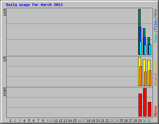 Daily usage for March 2013