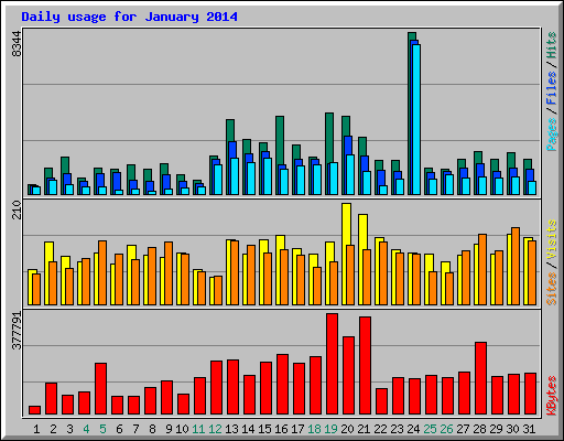 Daily usage for January 2014