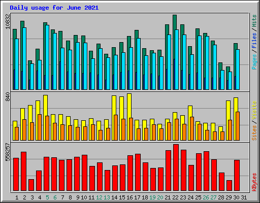 Daily usage for June 2021