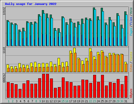 Daily usage for January 2022
