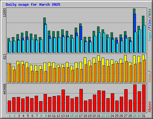 Daily usage for March 2025