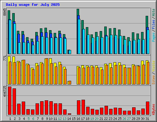 Daily usage for July 2025