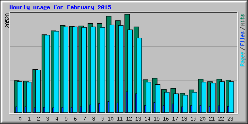 Hourly usage for February 2015